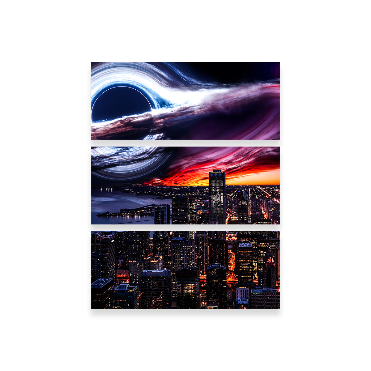 Exquisite Black Hole City Wall Art by George Sorin