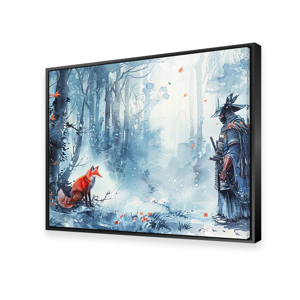 Authentic Japanese Samurai and Stunning Red Fox Wall Art Decor
