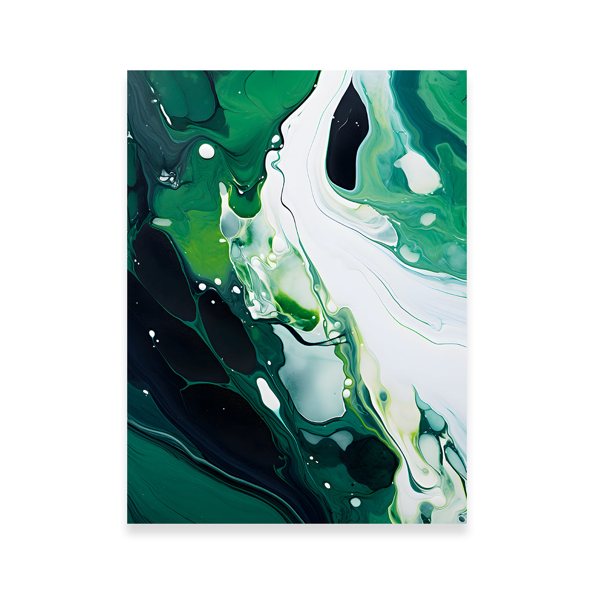Stunning Abstract - Green and White Waves 2 Wall Art for Modern Interiors