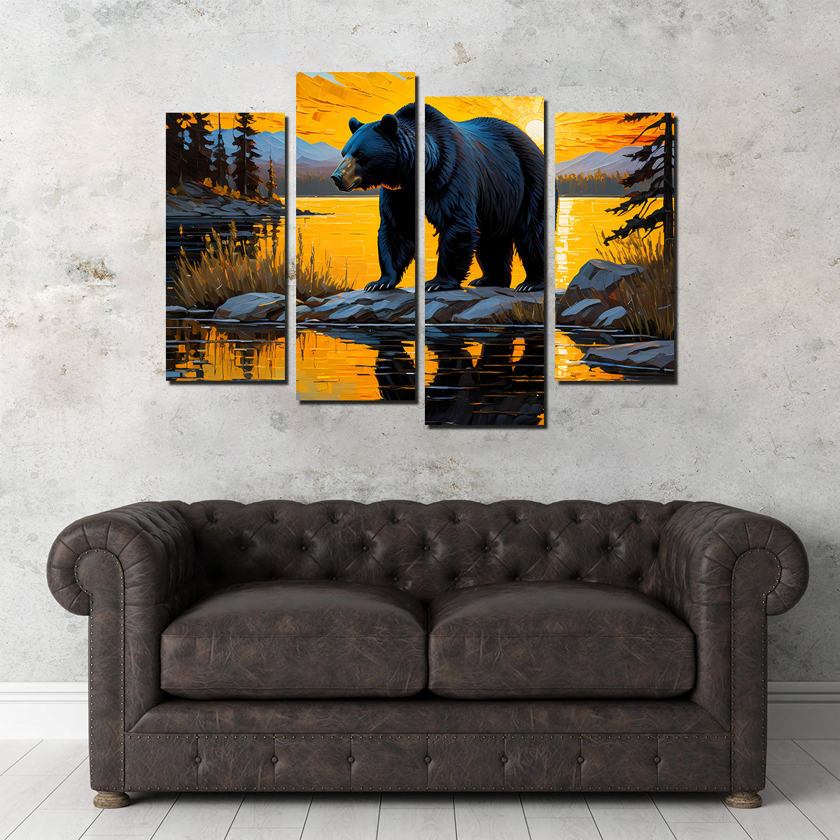 Stunning Black Bear Sunset Wall Art for Home Decor