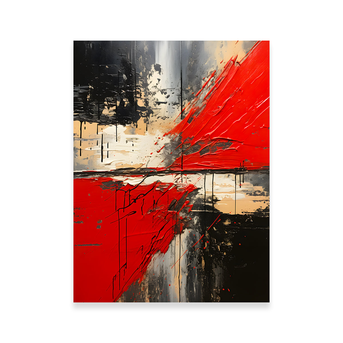 Stunning Abstract Red and Black Shapes 7 Wall Art for Modern Interiors