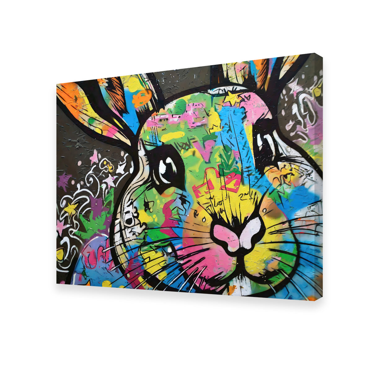 Eye - catching Rabbit Graffiti Wall Art by Stephen Chambers