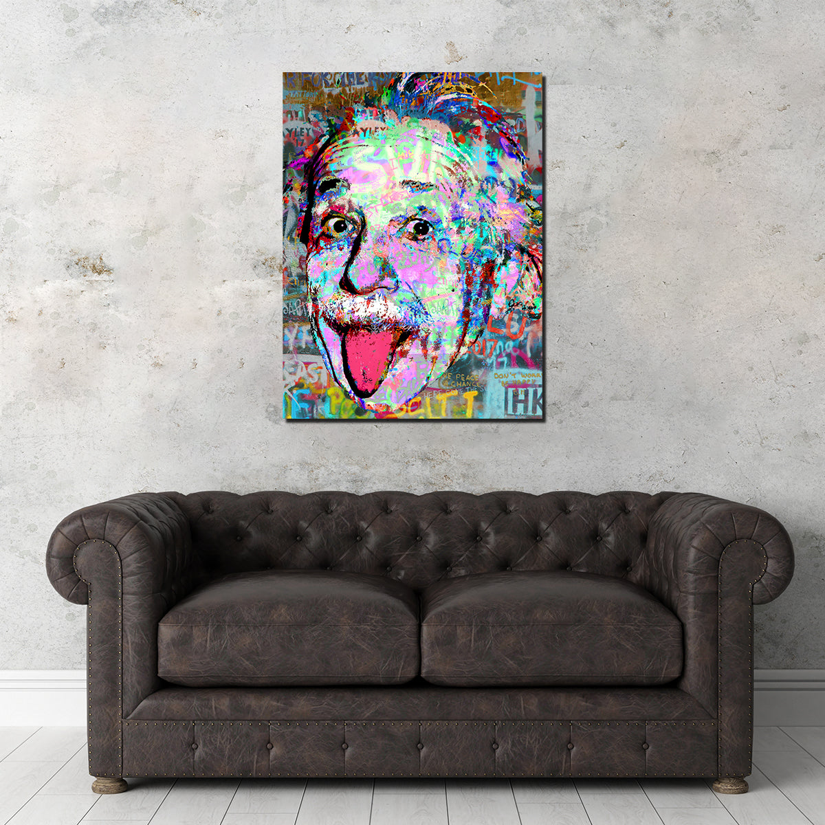 Stunning Einstein Heavy Graffiti Wall Art by Stephen Chambers