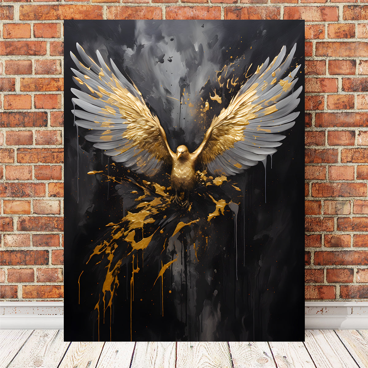 Stunning Abstract Black Gold Eagle 4 Wall Art for Home Decor