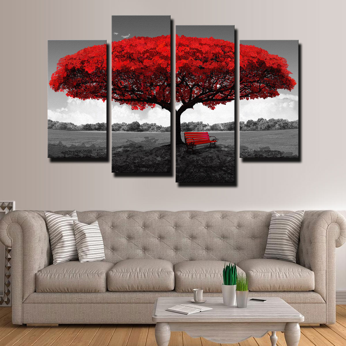 Vibrant Red Tree Wall Art for Stunning Home Decor