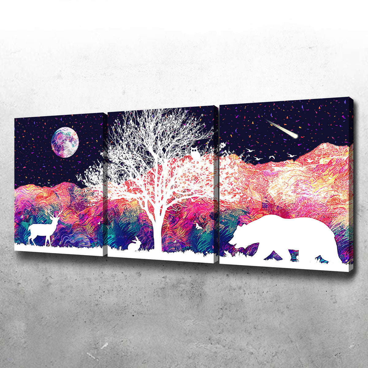 Stunning Abstract Moon Over Wildlife Wall Art for Home Decor