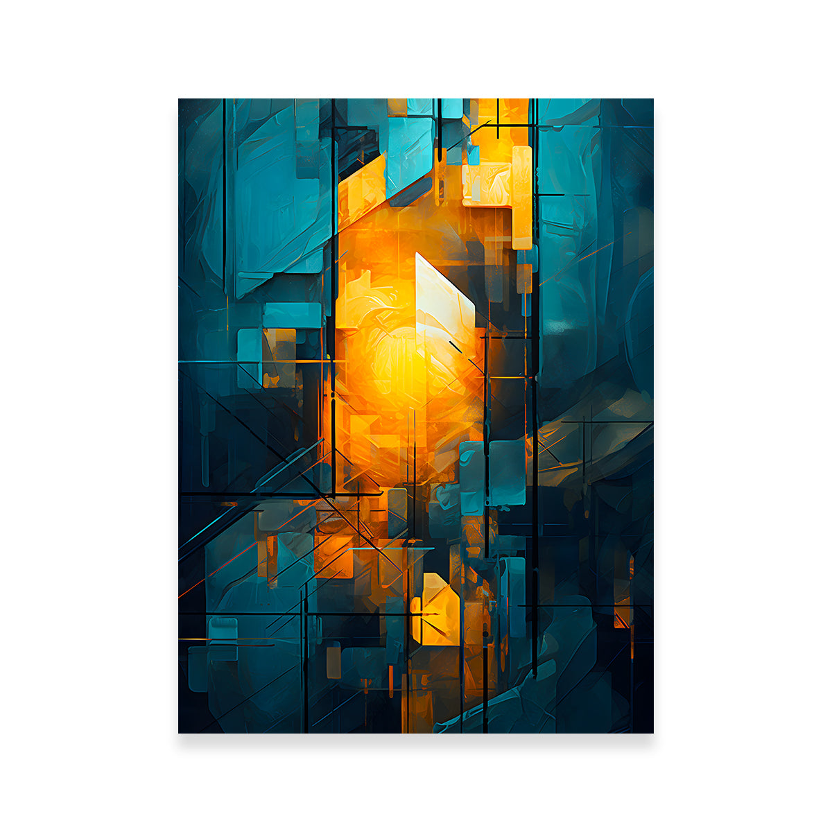 Eye - catching Abstract Blue Orange Shapes 26 Wall Art for Modern Decor