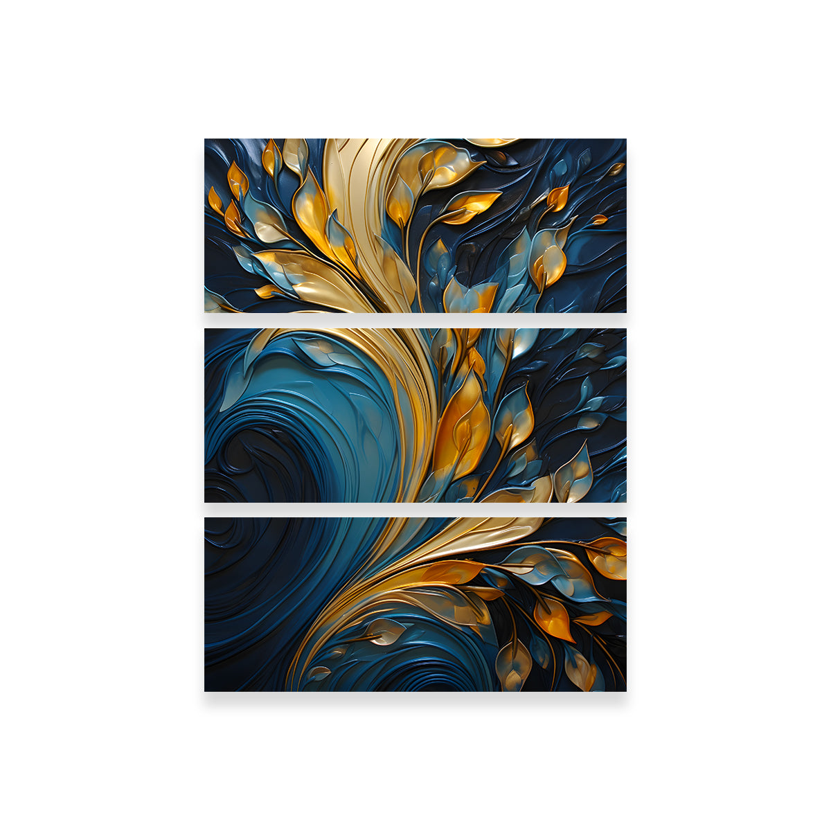 Abstract Blue Gold Waves 26 Wall Art - Premium Sustainable Canvas Print