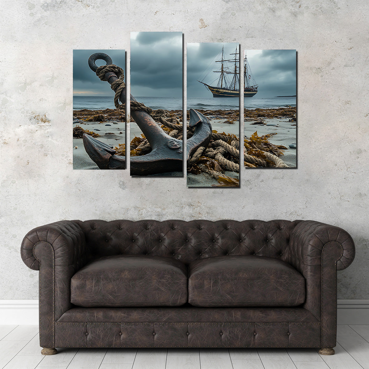 Stunning Rustic Anchor on Sandy Beach Wall Art for Coastal Decor