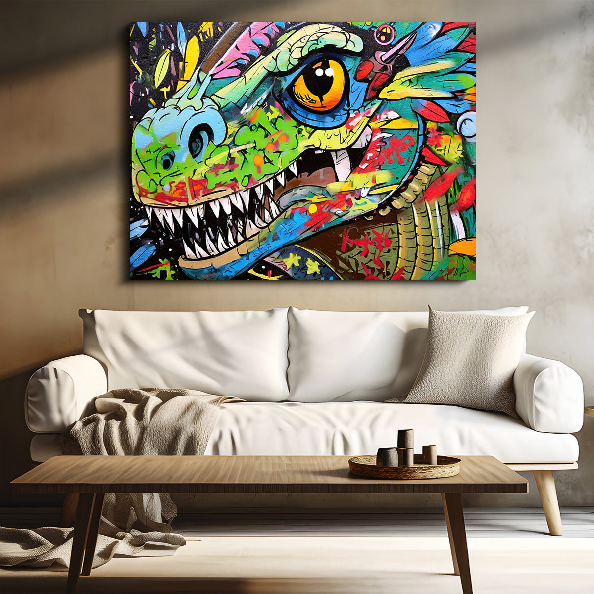 Stunning Dinosaur Graffiti Wall Art by Stephen Chambers