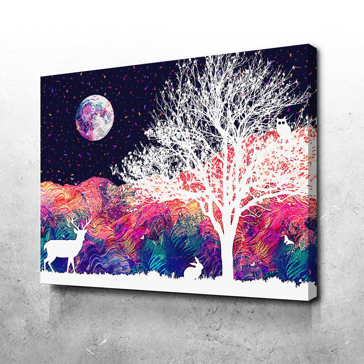 Stunning Abstract Moon Over Wildlife Wall Art for Home Decor