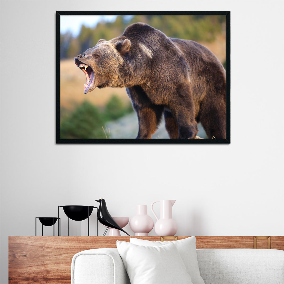 Stunning Grizzly Bear Growling Wall Art for Your Home Decor