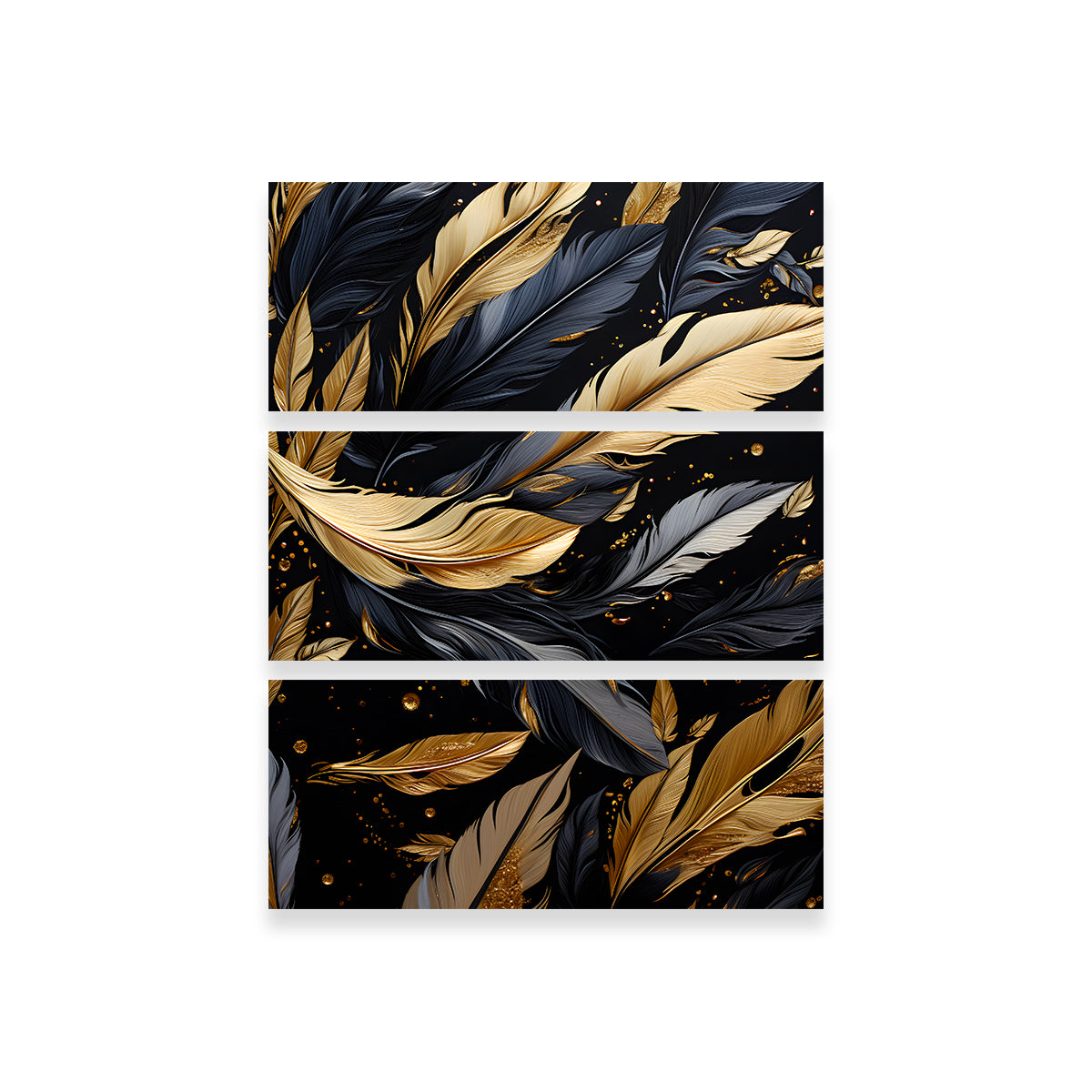 Stunning Abstract - Black Gold Feather 1 Wall Art for Modern Interiors