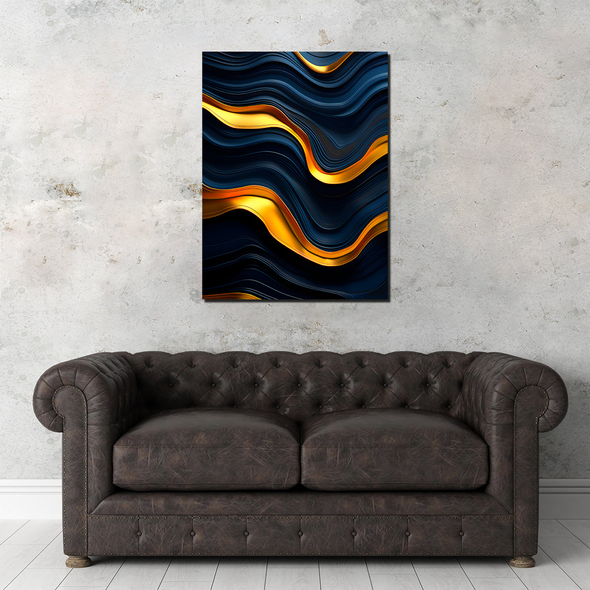 Stunning Abstract - Blue Gold Shapes 20 Wall Art for Modern Interiors