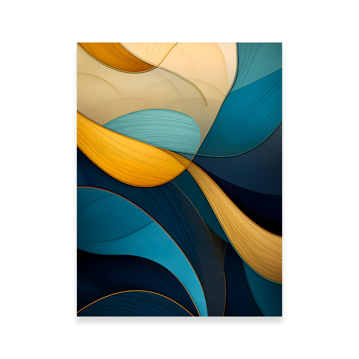 Stunning Abstract - Blue Gold Waves 37 Wall Art for Modern Interiors