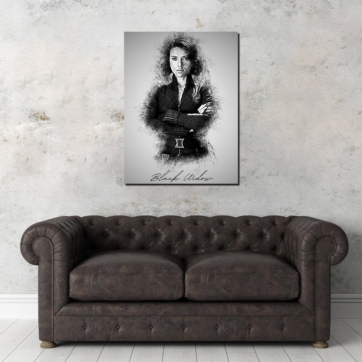 Stunning Black Widow Sketch Wall Art for Home Decor