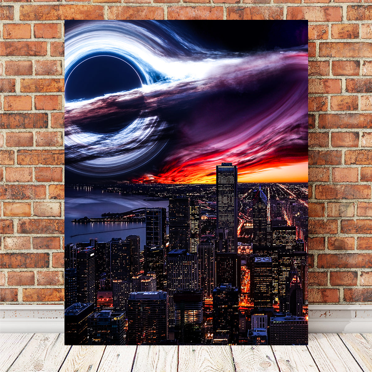 Exquisite Black Hole City Wall Art by George Sorin