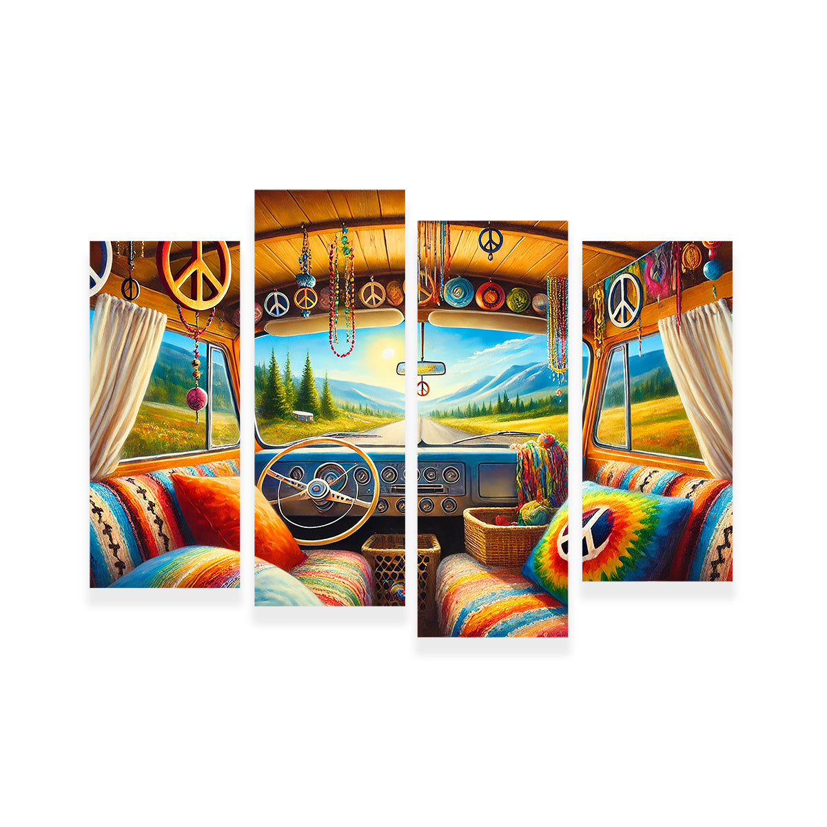 Vibrant Hippie Van Interior Wall Art for Stunning Decor