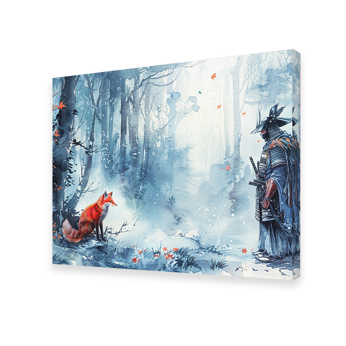 Authentic Japanese Samurai and Stunning Red Fox Wall Art Decor