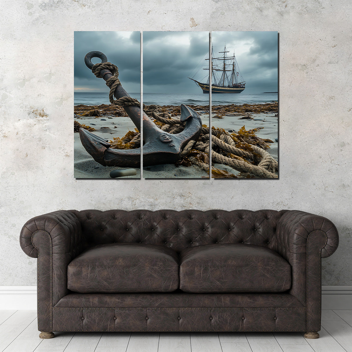 Stunning Rustic Anchor on Sandy Beach Wall Art for Coastal Decor