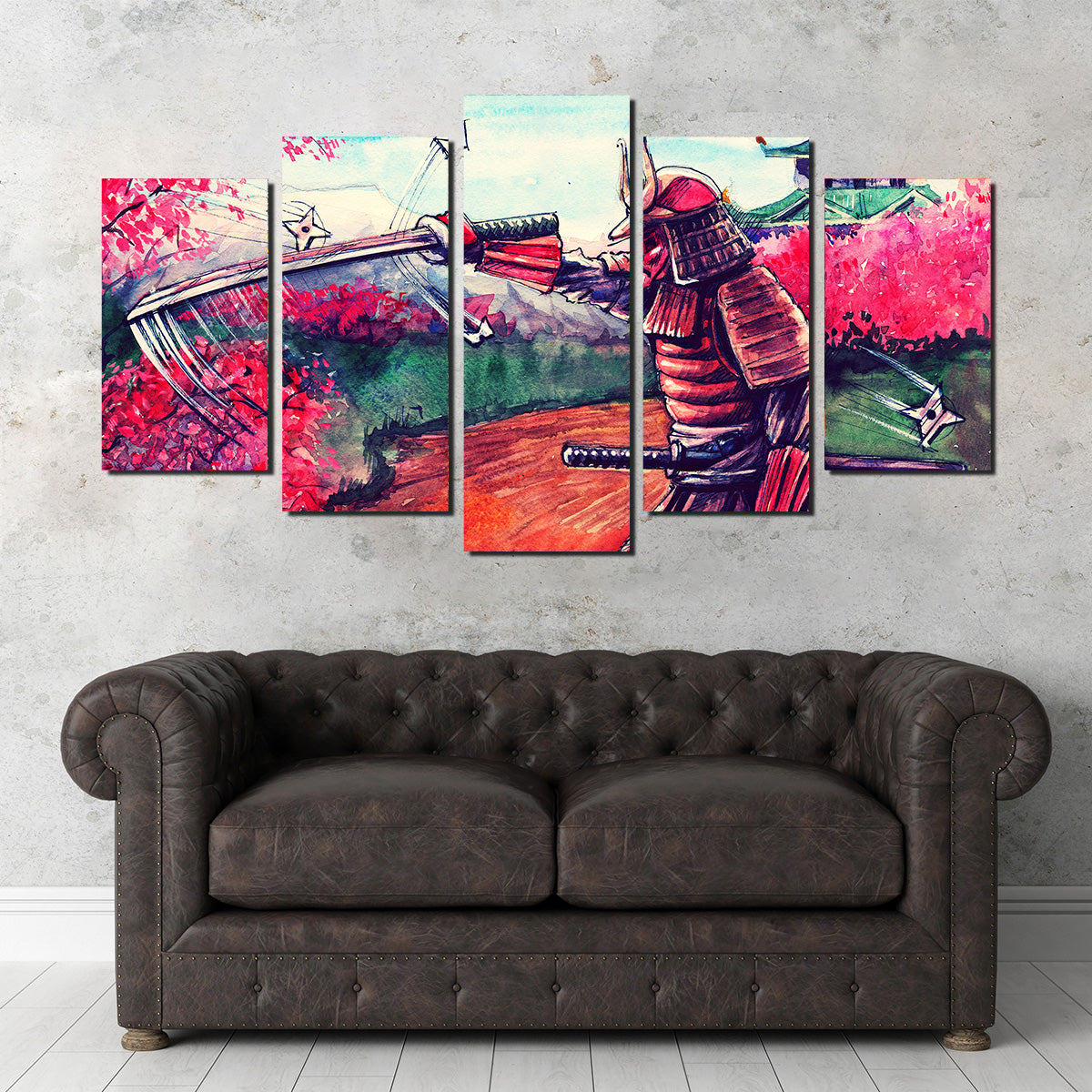 Authentic Japanese Samurai Inspired Watercolor Wall Art for Stunning Home Decor