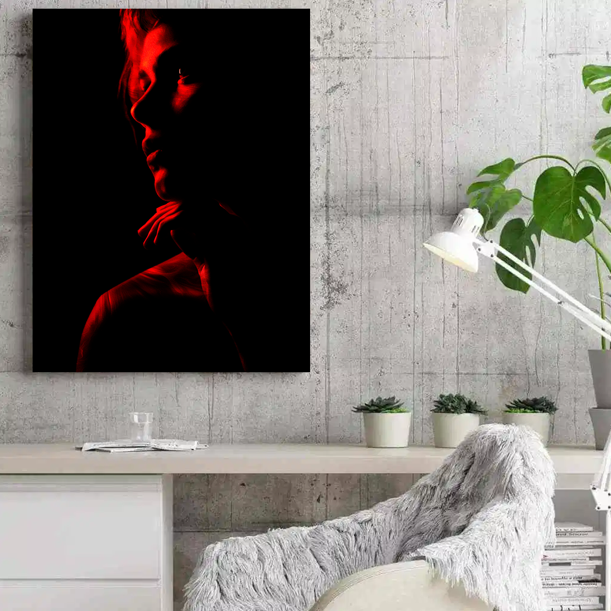 Stunning Red-Girl Wall Art by Manuel Luces