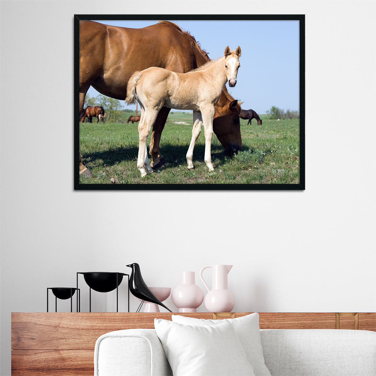 Exquisite Palomino Quarter Horse Foal and Mare Wall Art for Your Home Decor