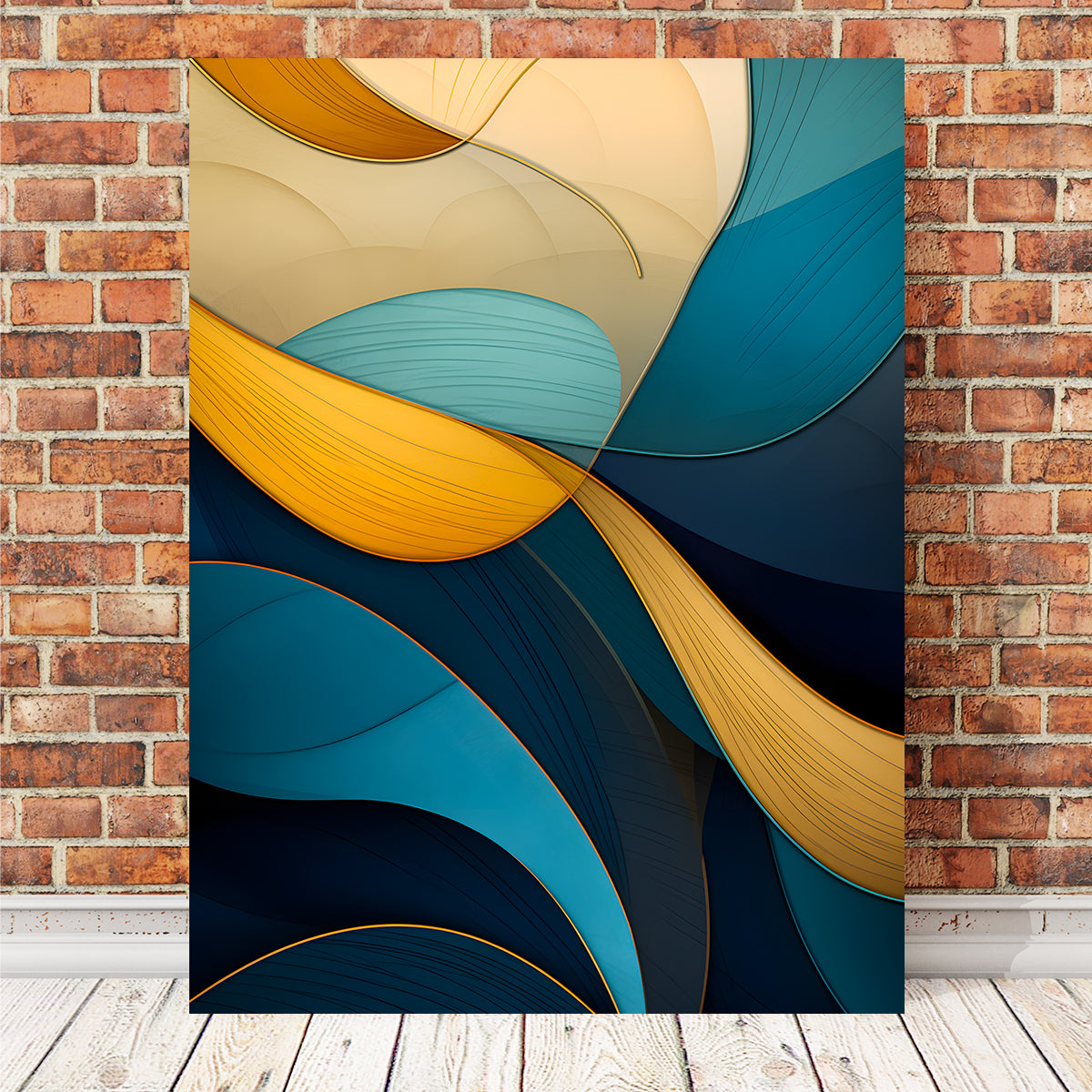 Stunning Abstract - Blue Gold Waves 37 Wall Art for Modern Interiors