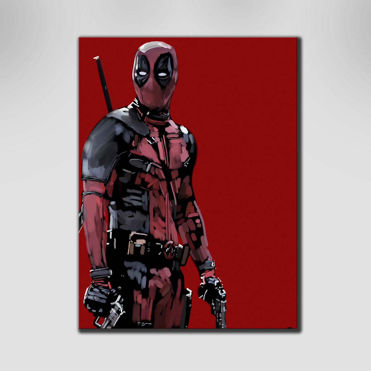 Stunning Deadpool Wall Art on Red Canvas by Andy Brackpool