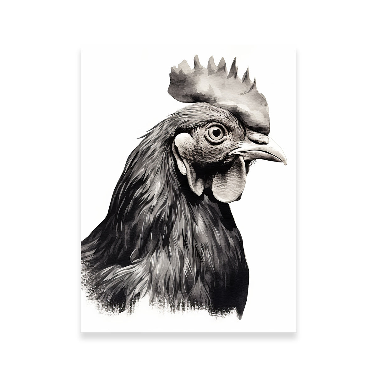 Stunning Rooster Head Grayscale Wall Art for Your Home Decor