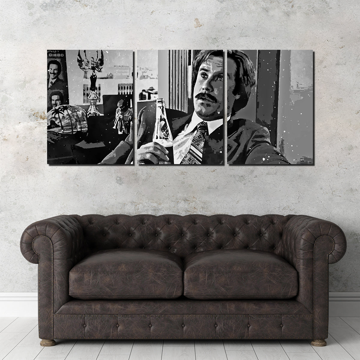 Ron Burgundy Stylish Grayscale Wall Art for Stunning Decor