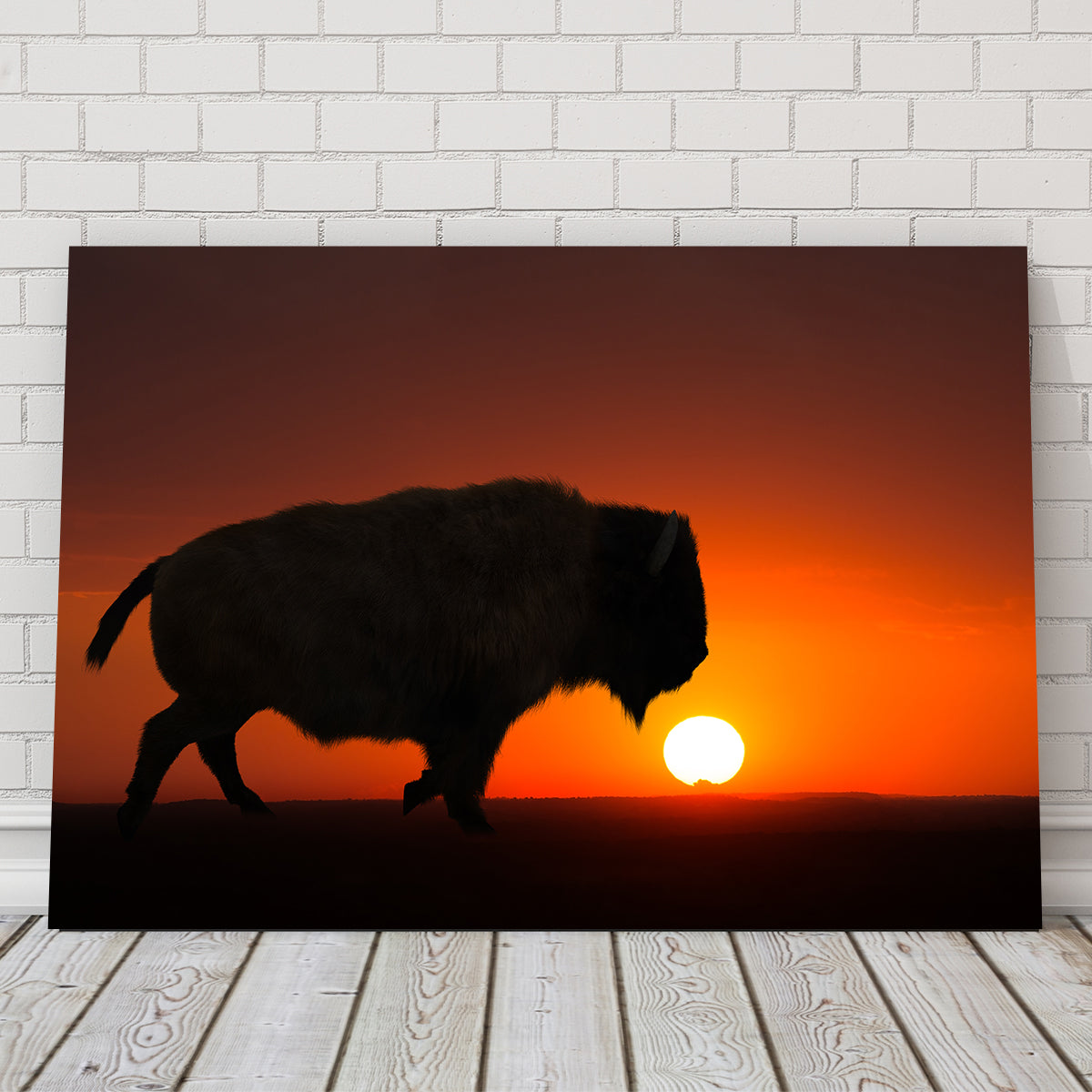 Stunning Bison at Sunset Wall Art for Your Home Decor
