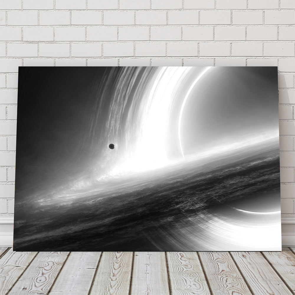Stunning Interstellar Gargantua Grayscale Wall Art for Space Enthusiasts