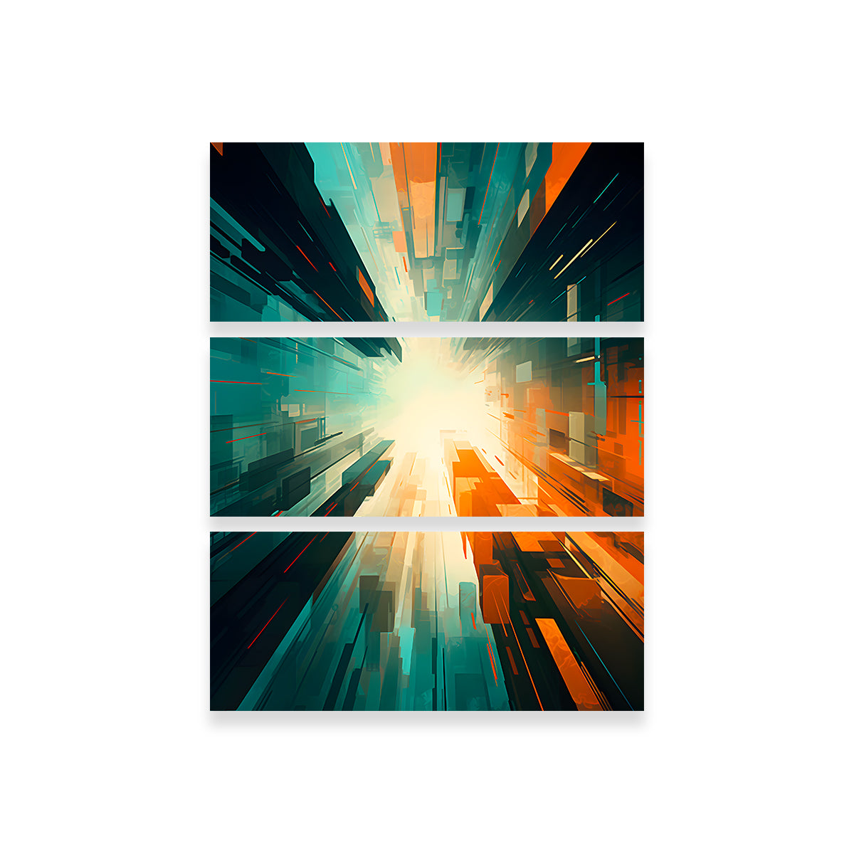 Stunning Abstract Wall Art - Blue Orange Shapes 5