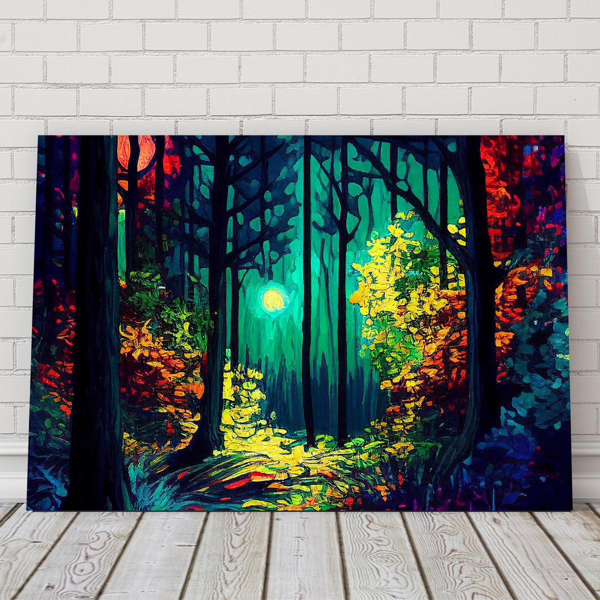 Enchanting Moon Through The Forest Wall Art - Museum Quality Decor