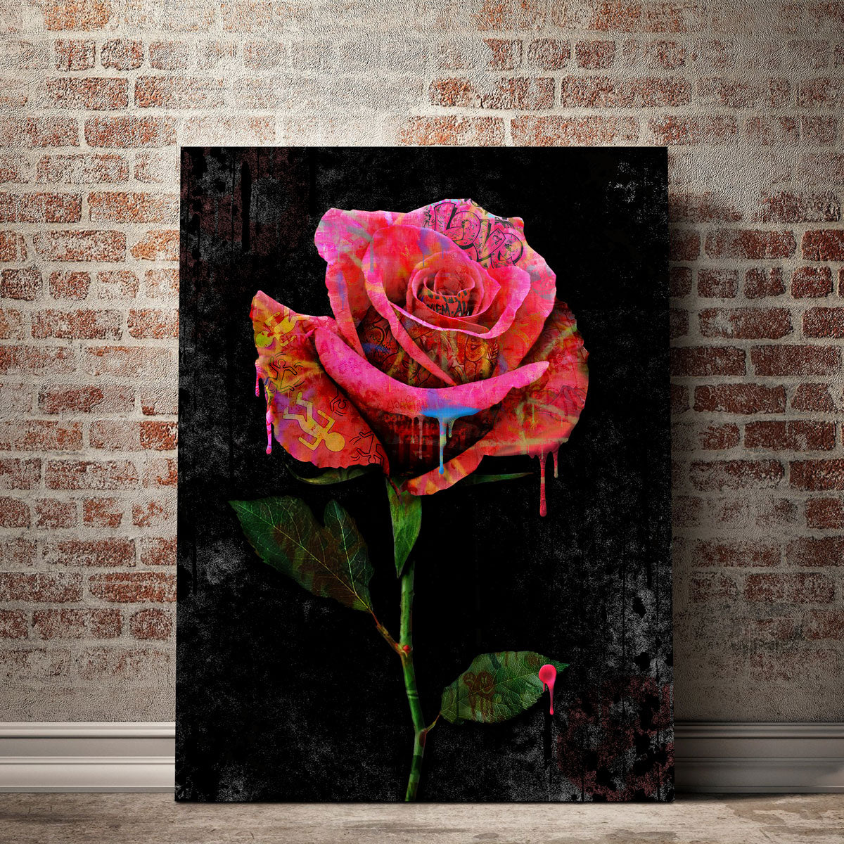 Stunning Paint Drip Rose Wall Art by Frank Amoruso