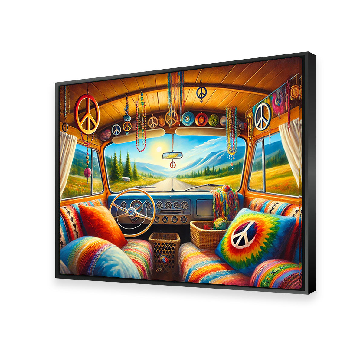 Vibrant Hippie Van Interior Wall Art for Stunning Decor