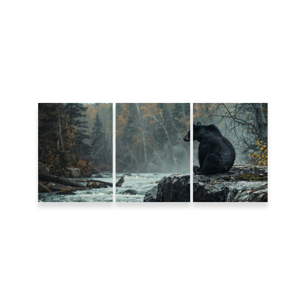 Stunning Black Bear River Wall Art for Home Decor