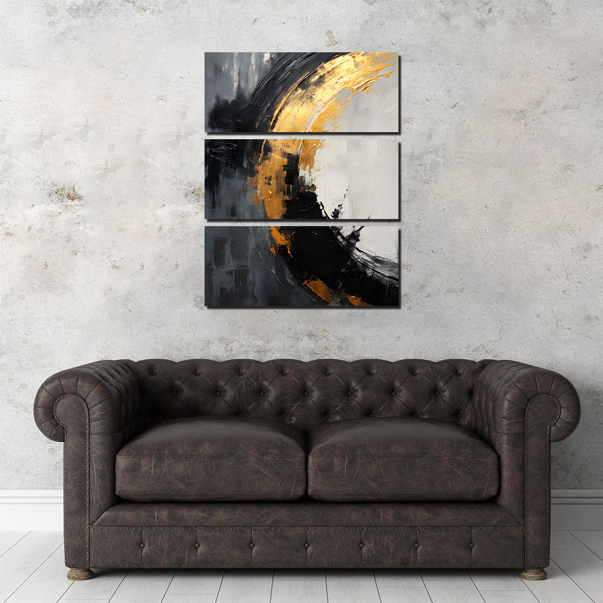 Abstract Wall Art - Stunning Black Gold Shapes 2 Design