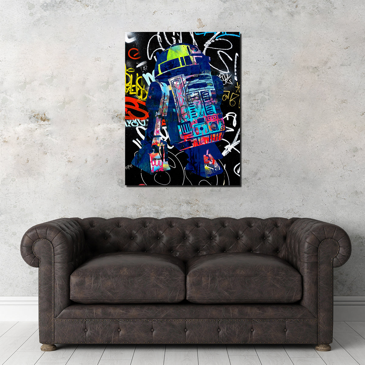 Eye - catching R2D2 Graffiti Wall Art by Stephen Chambers