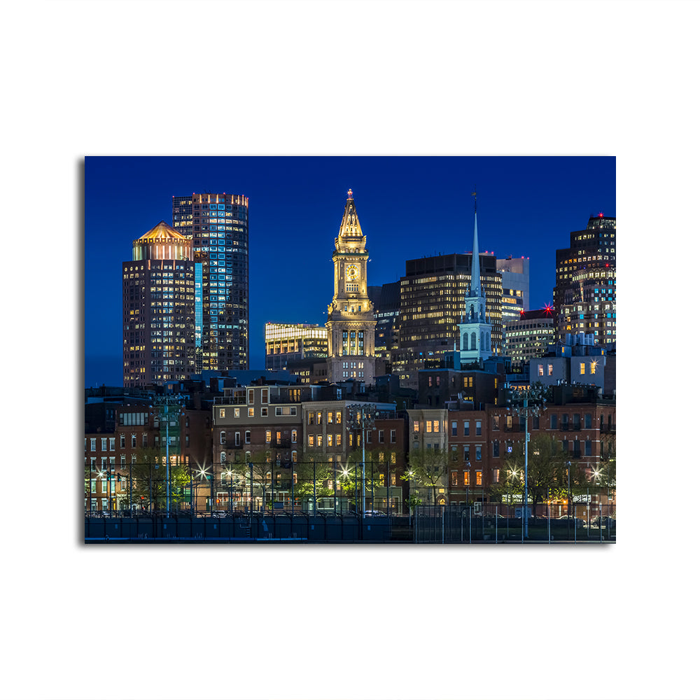 Stunning Boston Evening Skyline of North End & Financial District Wall Art for Your Home Decor