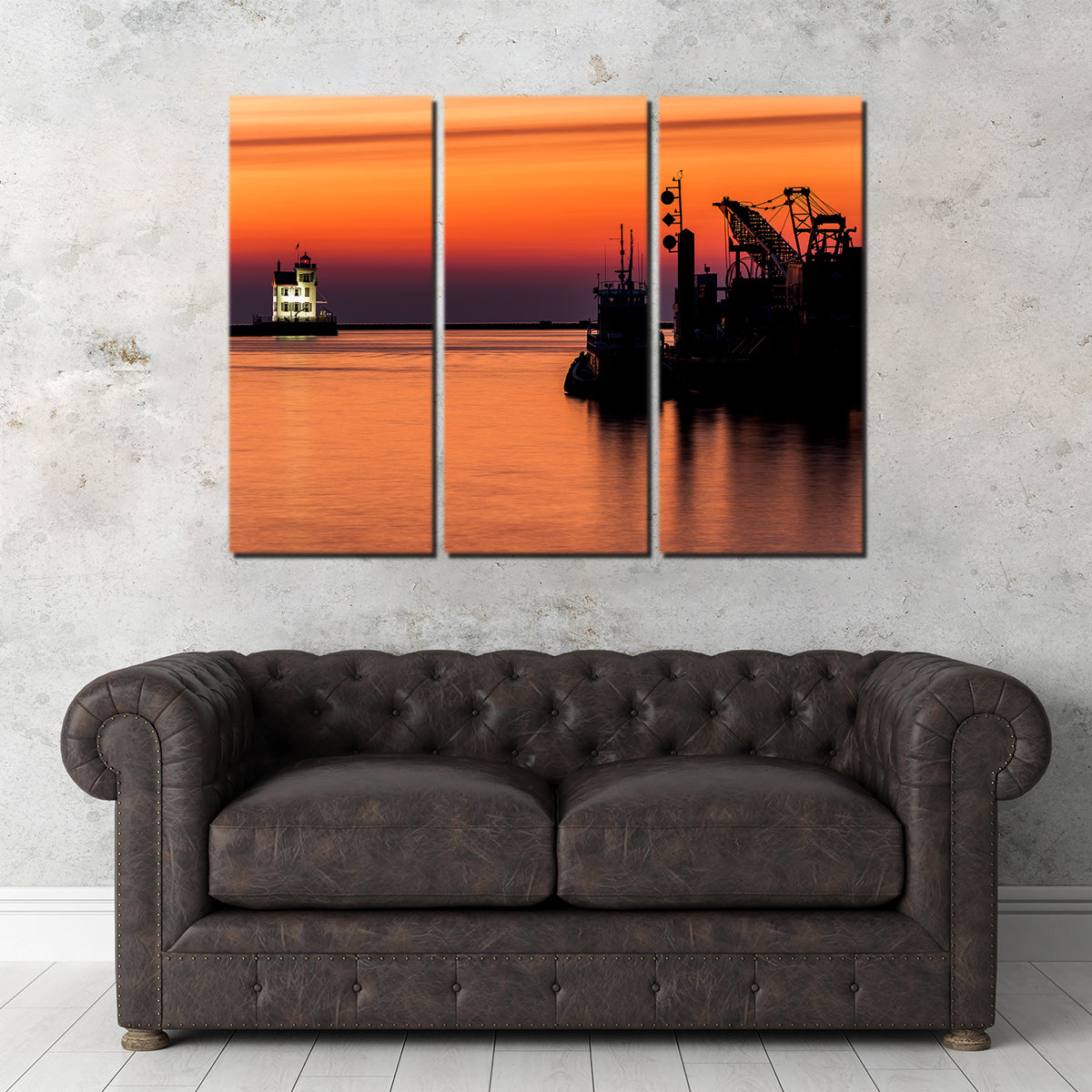 Breathtaking Lorain Harbor Lighthouse Sunset Wall Art for Stunning Home Decor