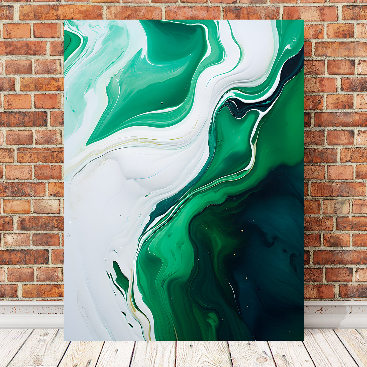 Stunning Abstract Green and White Waves Wall Art for Home Decor