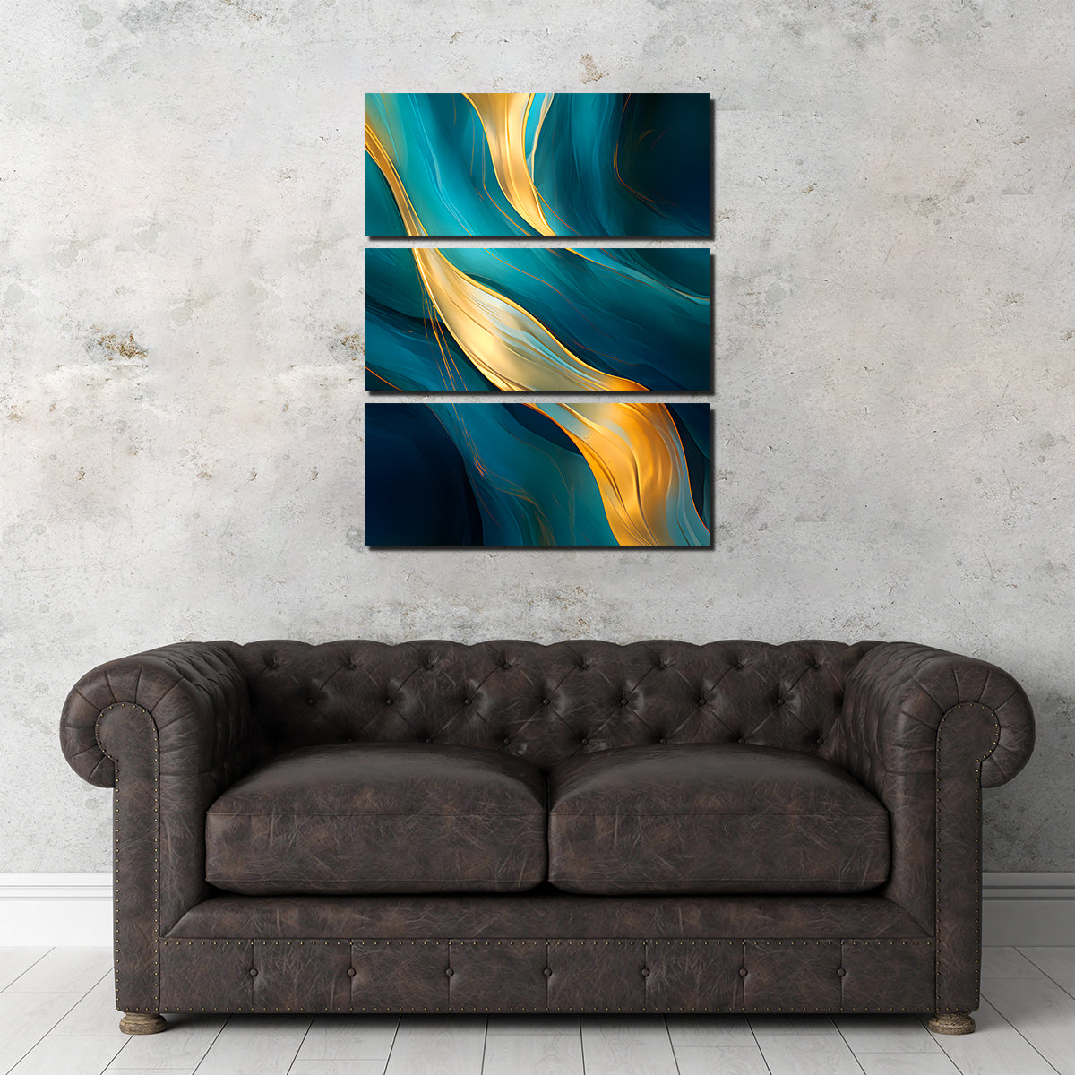 Stunning Abstract - Blue Gold Waves 12 Wall Art for Modern Interiors