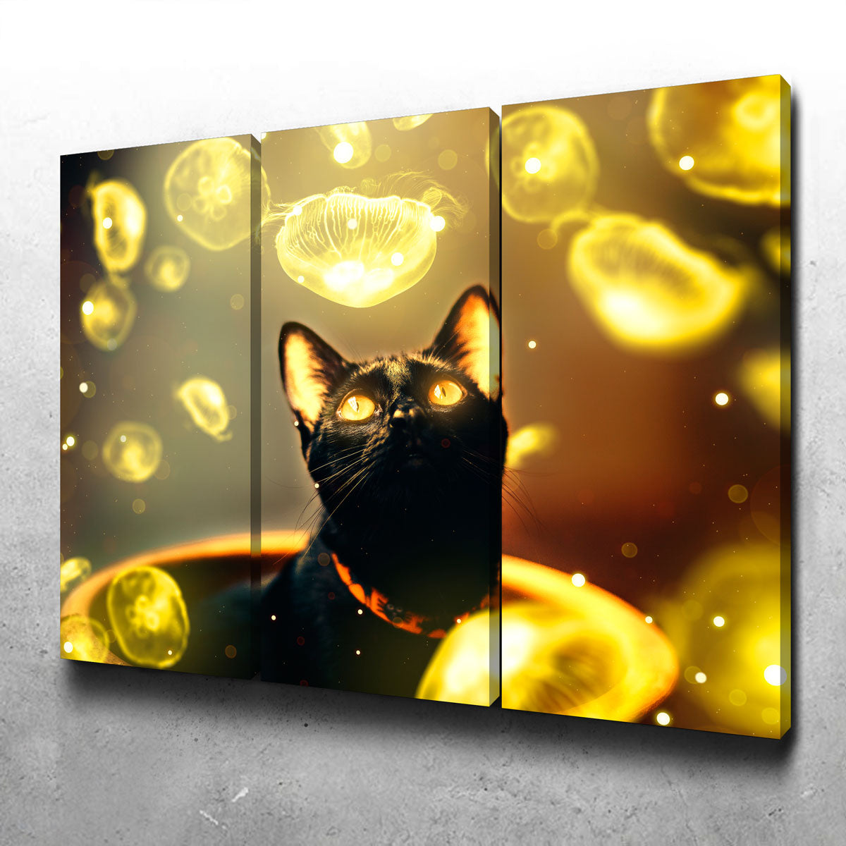 Stunning Black Cat With Jellyfish Wall Art by Manuel Luces