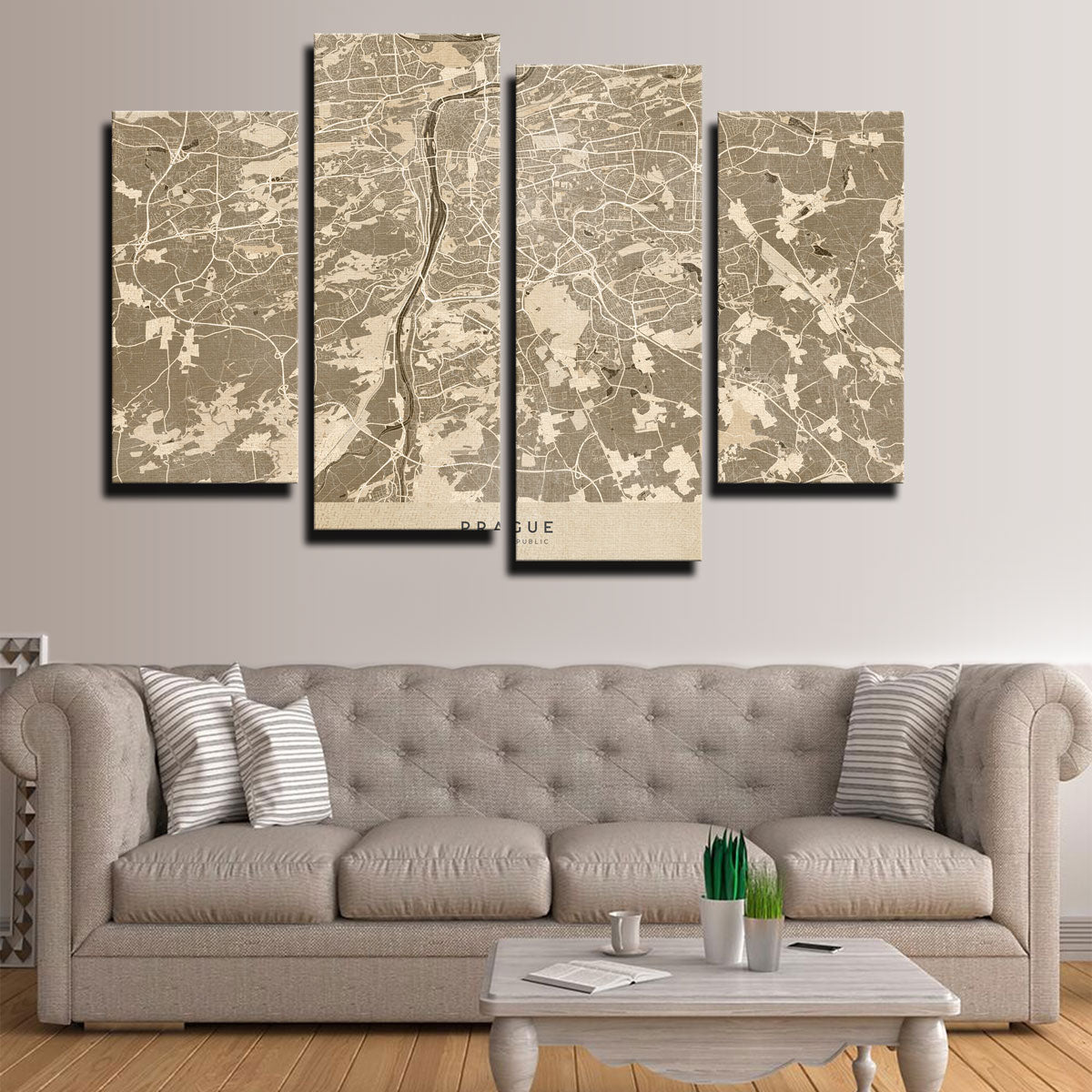 Prague Map Wall Art - Stunning Handmade Canvas Print