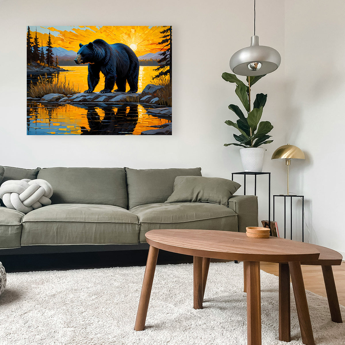Stunning Black Bear Sunset Wall Art for Home Decor