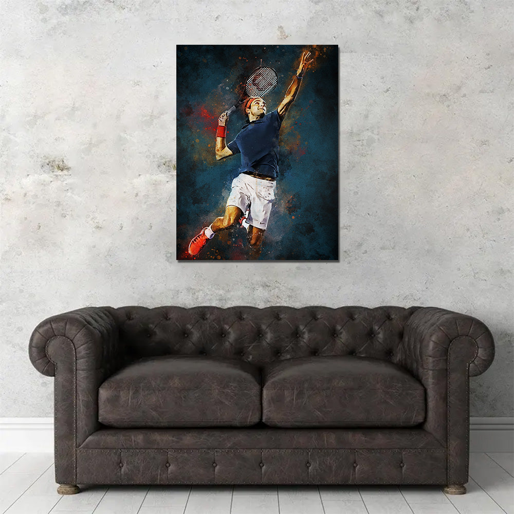 Exclusive Roger Federer Painting Wall Art for Tennis Enthusiasts
