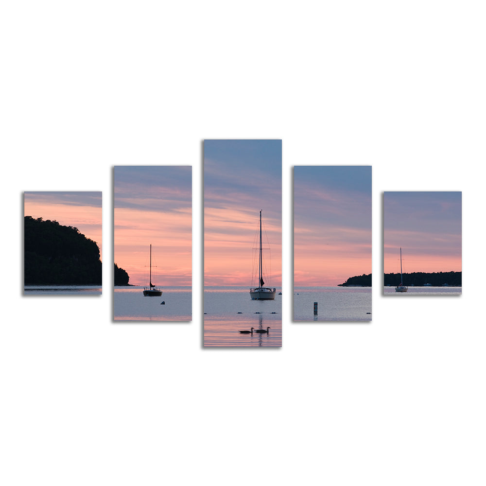 Stunning Sailboats At Sunset Wall Art for Door County Decor