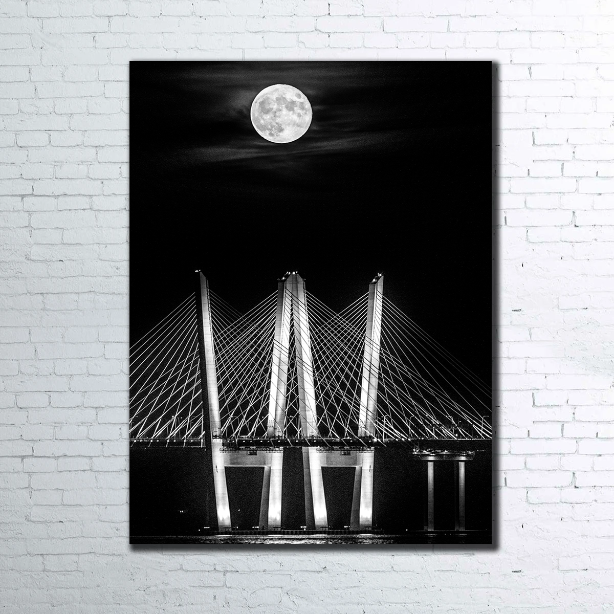 Stunning Grayscale Buck Moon Rising Wall Art by Dennis Maida